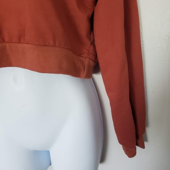 Rust Orange Cropped Long Sleeve Hooded Sweatshirt Small Shein Fall - Picture 4 of 6